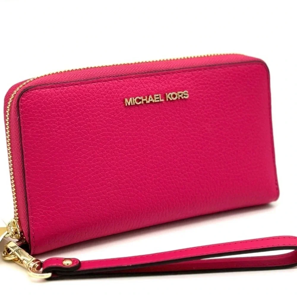 Michael Kors JST LG Flat MF Phone Case Wallet Electric Pink (NWT) - Picture 5 of 7